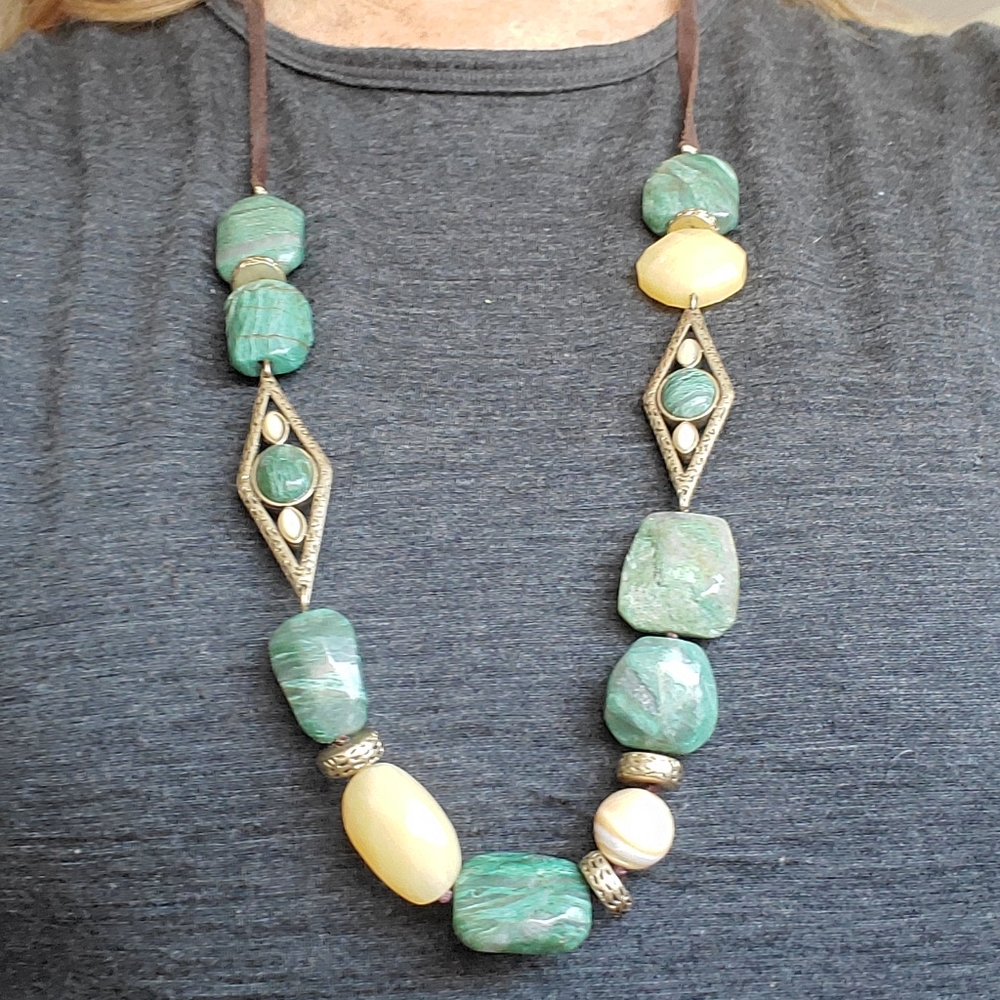 Kenneth Cole silver & stone necklace, 32"